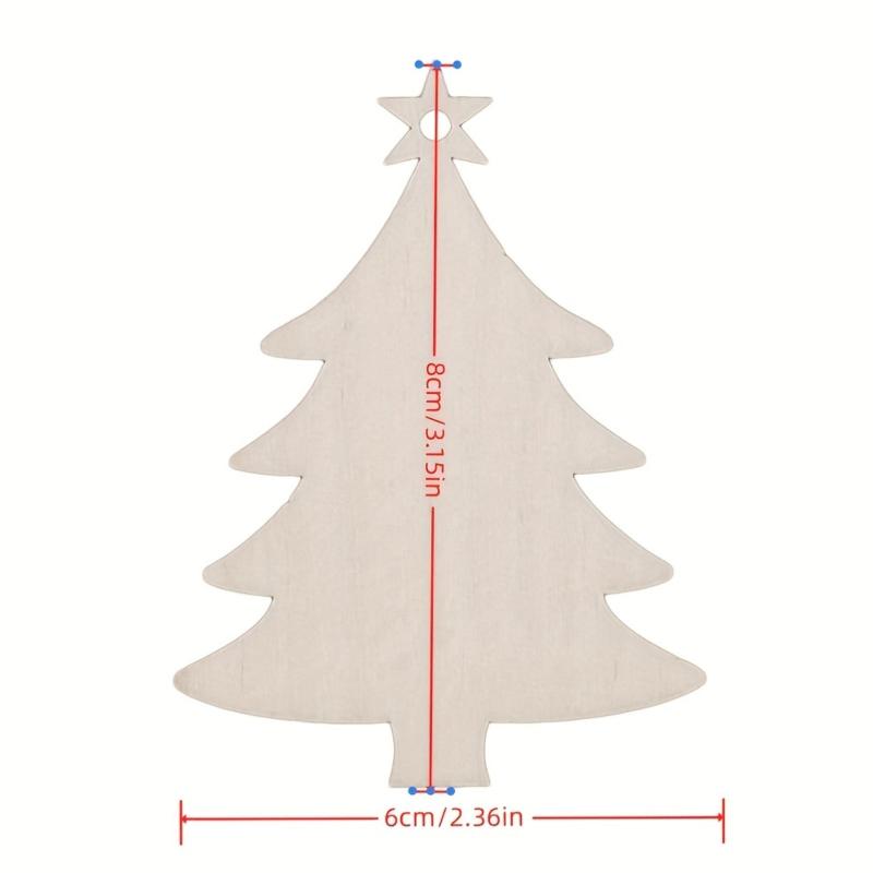 10pcs Wooden Christmas Tree Pendants DIY Crafts Decoration