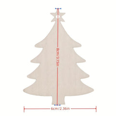 10pcs Wooden Christmas Tree Pendants DIY Crafts Decoration