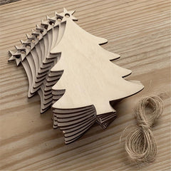 10pcs Wooden Christmas Tree Pendants DIY Crafts Decoration