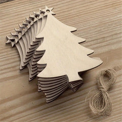 10pcs Wooden Christmas Tree Pendants DIY Crafts Decoration