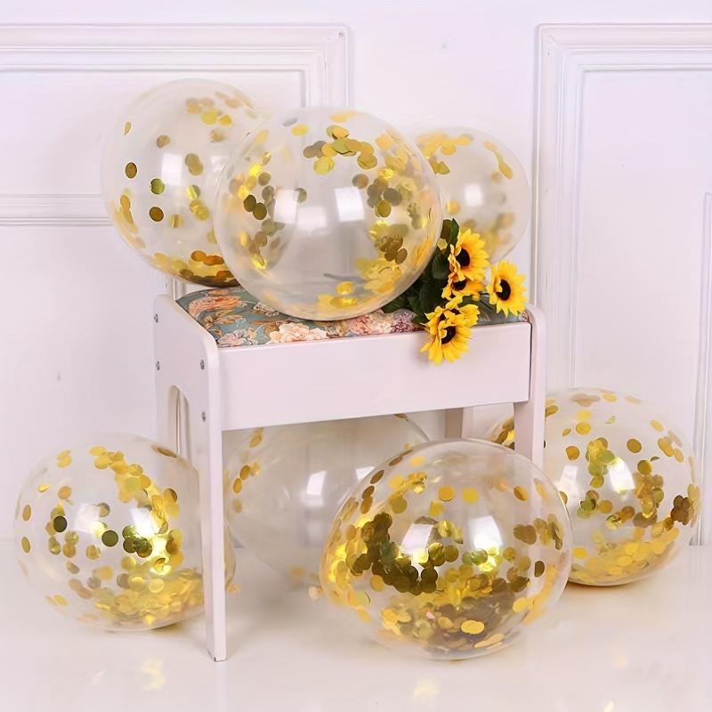 20pcs Pink Golden Confetti Balloons for Birthdays Weddings Thanksgiving