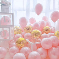 20pcs Pink Golden Confetti Balloons for Birthdays Weddings Thanksgiving