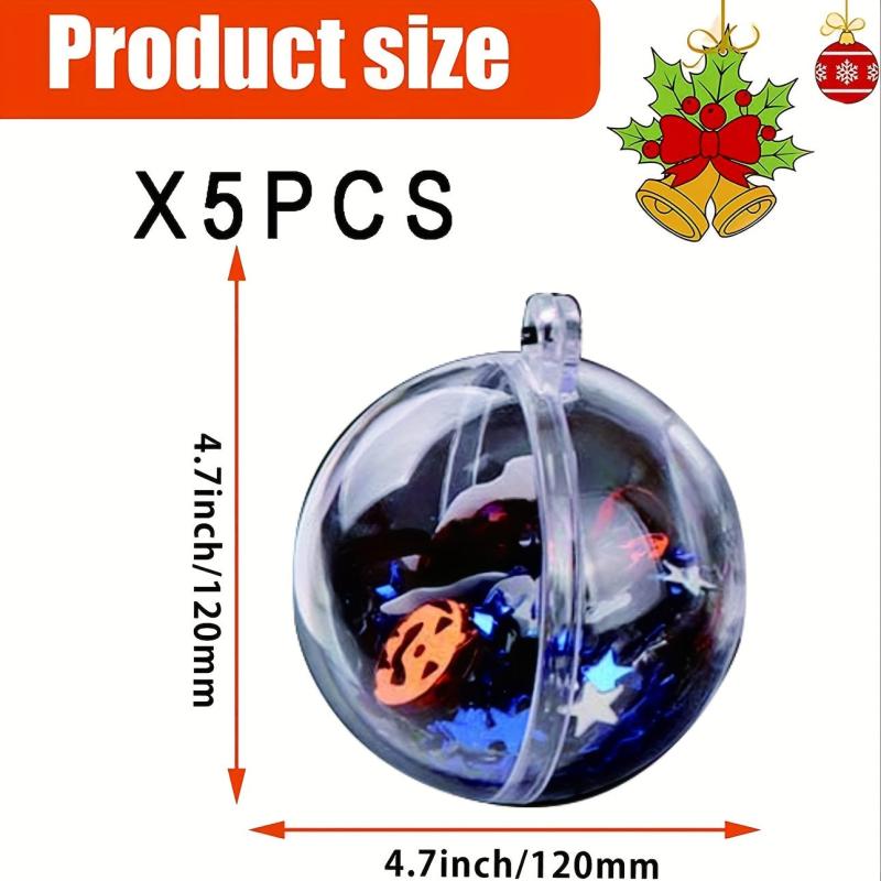 5pcs 120MM Large Transparent DIY Plastic Baubles Christmas Wedding Party Decor