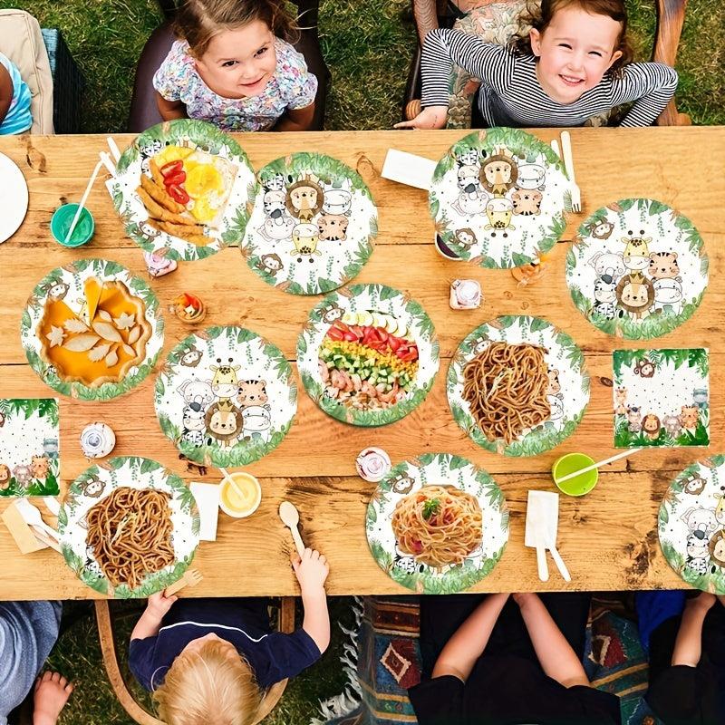 Lion 10 Person Party Set with Flag, Plate, Cup, Straw, Tablecloth