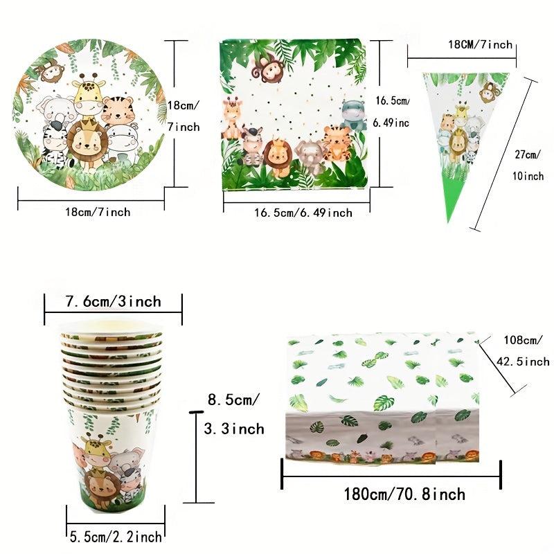 Lion 10 Person Party Set with Flag, Plate, Cup, Straw, Tablecloth