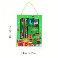 6pcs Christmas Stationery Set w/ Pencils, Sharpener, Eraser, Ruler & Note Paper