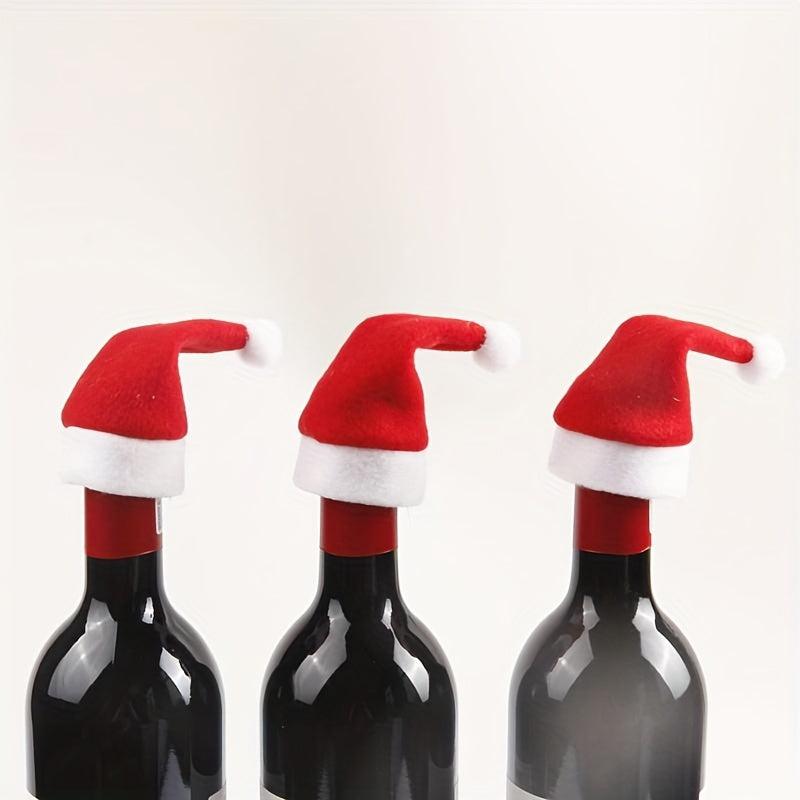 10pcs Pack Christmas Hat Cutlery Set Mini Christmas Decorations Non woven Hat