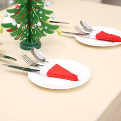 10pcs Pack Christmas Hat Cutlery Set Mini Christmas Decorations Non woven Hat
