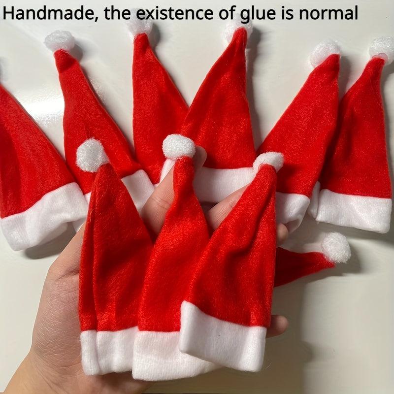 10pcs Pack Christmas Hat Cutlery Set Mini Christmas Decorations Non woven Hat