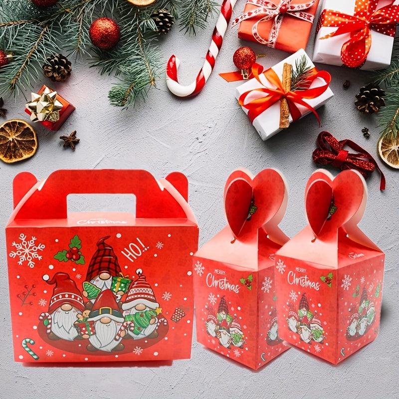 6pcs Christmas Candy Boxes Xmas Treat Boxes Red Christmas Favor Boxes