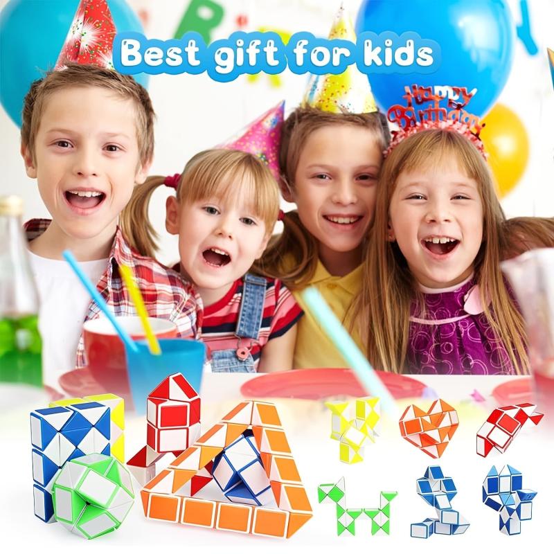 12pcs Fidget Snake Cube Mini Twist Puzzle Toys Party Favors Stocking Stuffer