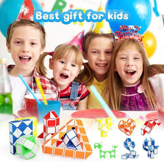 12pcs Fidget Snake Cube Mini Twist Puzzle Toys Party Favors Stocking Stuffer