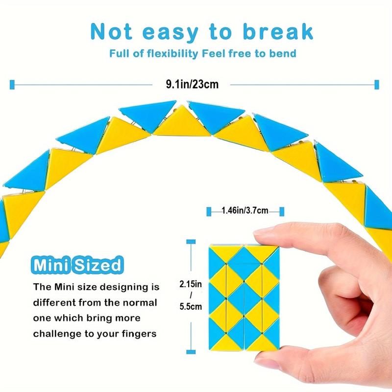 12pcs Fidget Snake Cube Mini Twist Puzzle Toys Party Favors Stocking Stuffer