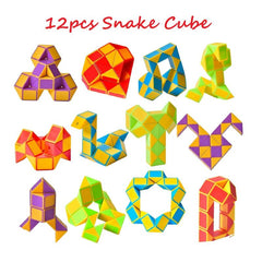 12pcs Fidget Snake Cube Mini Twist Puzzle Toys Party Favors Stocking Stuffer