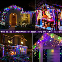 Solar Icicle Light Outdoor 4M 13FT 96 LEDs 8 Modes Christmas Light Waterproof
