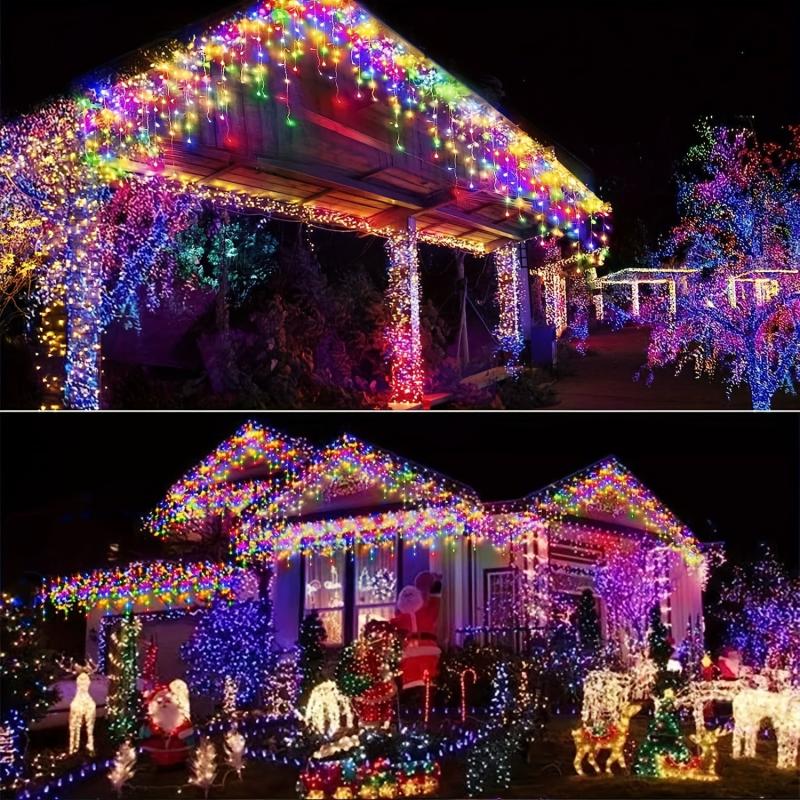 Solar Icicle Light Outdoor 4M 13FT 96 LEDs 8 Modes Christmas Light Waterproof