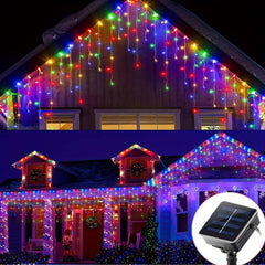 Solar Icicle Light Outdoor 4M 13FT 96 LEDs 8 Modes Christmas Light Waterproof