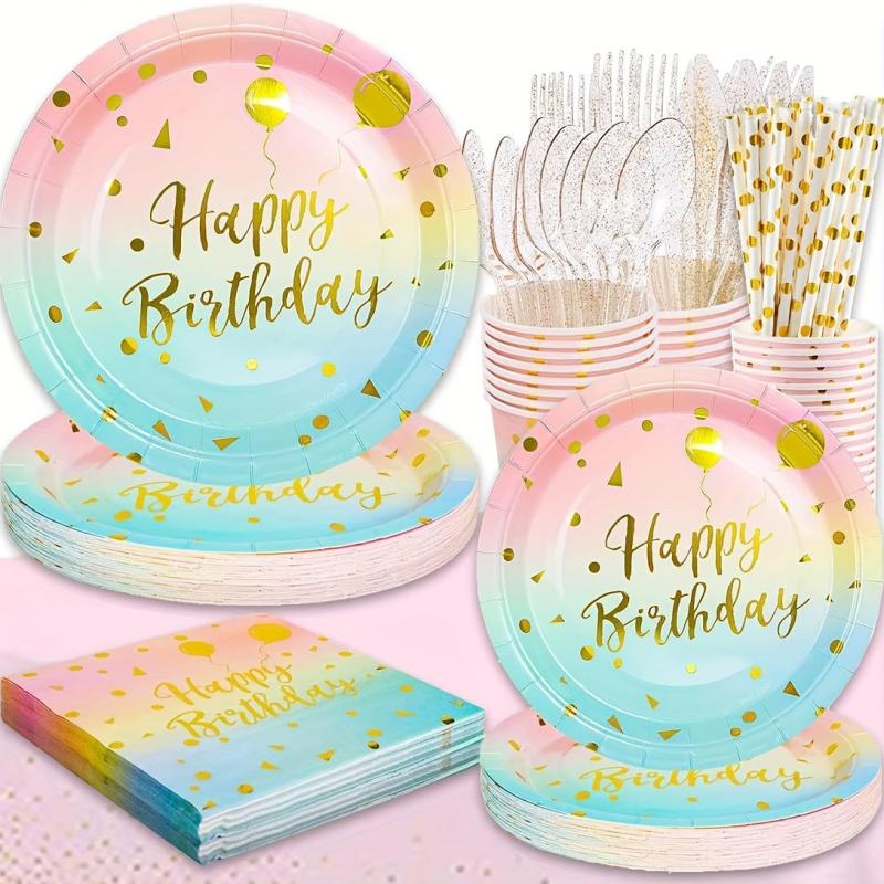 Rainbow Birthday Supplies 10ct 22 Plates