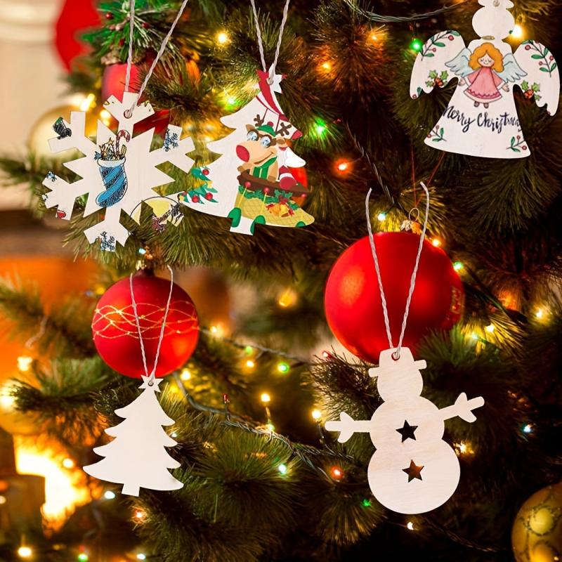 100pcs DIY Wooden Christmas Ornaments for Crafts Centerpieces Decorations