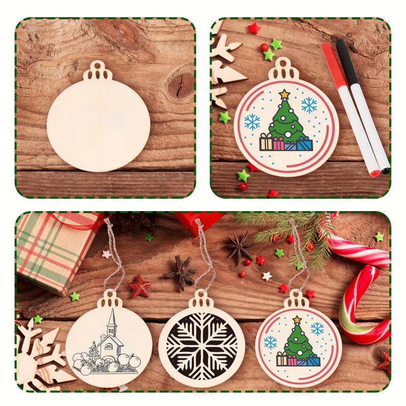 100pcs DIY Wooden Christmas Ornaments for Crafts Centerpieces Decorations