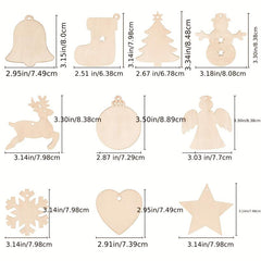 100pcs DIY Wooden Christmas Ornaments for Crafts Centerpieces Decorations