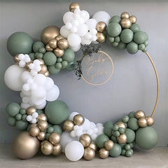 137pcs Avocado Green Latex Balloon Set Retro Bean Paste Green Balloon Chain Set