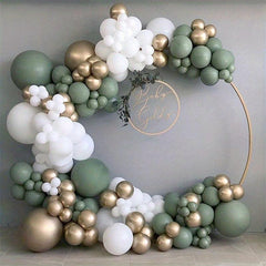 137pcs Avocado Green Latex Balloon Set Retro Bean Paste Green Balloon Chain Set