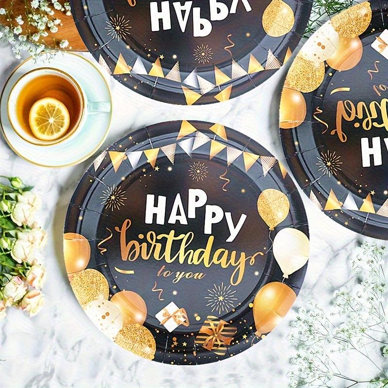 Golden Birthday Party Plates And Napkins Set