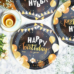 Golden Birthday Party Plates And Napkins Set