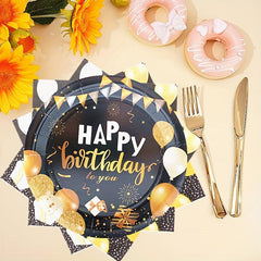 Golden Birthday Party Plates And Napkins Set