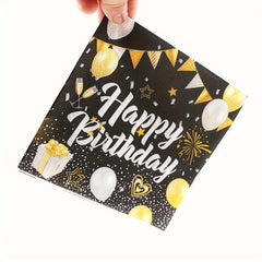 Golden Birthday Party Plates And Napkins Set