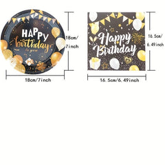 Golden Birthday Party Plates And Napkins Set