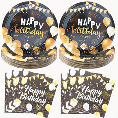 Golden Birthday Party Plates And Napkins Set