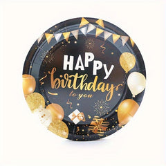 Golden Birthday Party Plates And Napkins Set