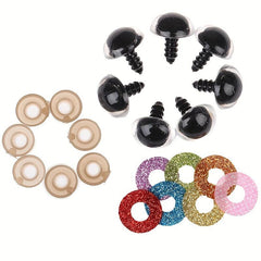10 Sets 16MM Doll Glitter Safety Eyes Non-woven Washers