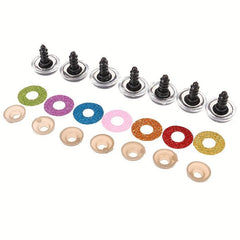 10 Sets 16MM Doll Glitter Safety Eyes Non-woven Washers