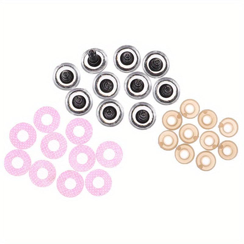 10 Sets 16MM Doll Glitter Safety Eyes Non-woven Washers