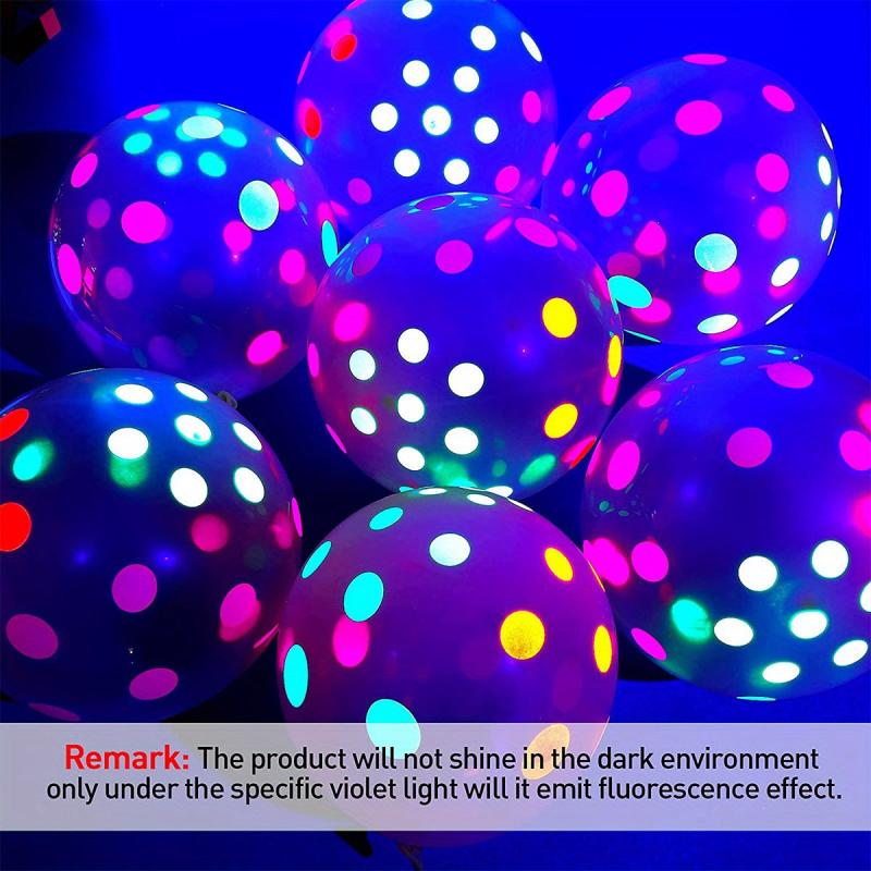 50pcs Neon Glowing Balloons Happy Birthday Print Fluorescent Latex Ballons
