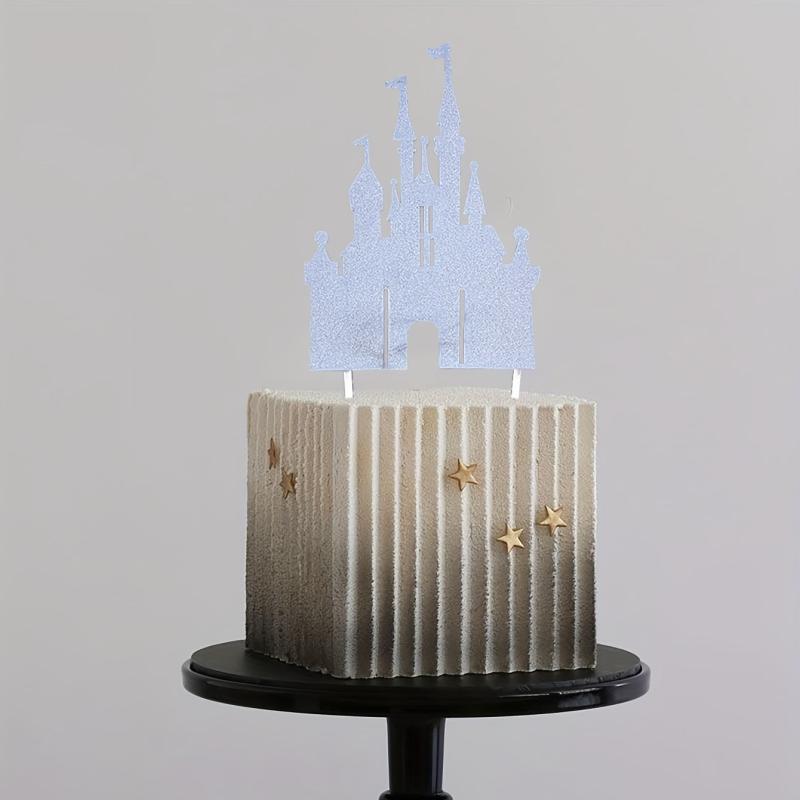 Castle Cake Topper Happy Birthday Decoration Princess Fairytale Glitter