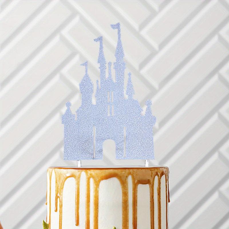 Castle Cake Topper Happy Birthday Decoration Princess Fairytale Glitter