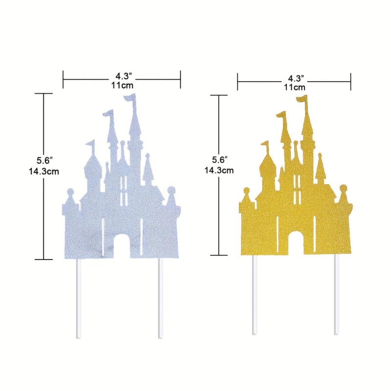 Castle Cake Topper Happy Birthday Decoration Princess Fairytale Glitter