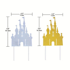 Castle Cake Topper Happy Birthday Decoration Princess Fairytale Glitter