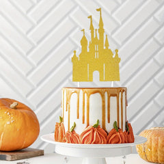 Castle Cake Topper Happy Birthday Decoration Princess Fairytale Glitter