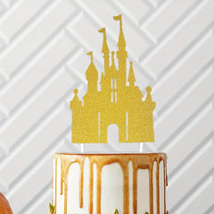 Castle Cake Topper Happy Birthday Decoration Princess Fairytale Glitter