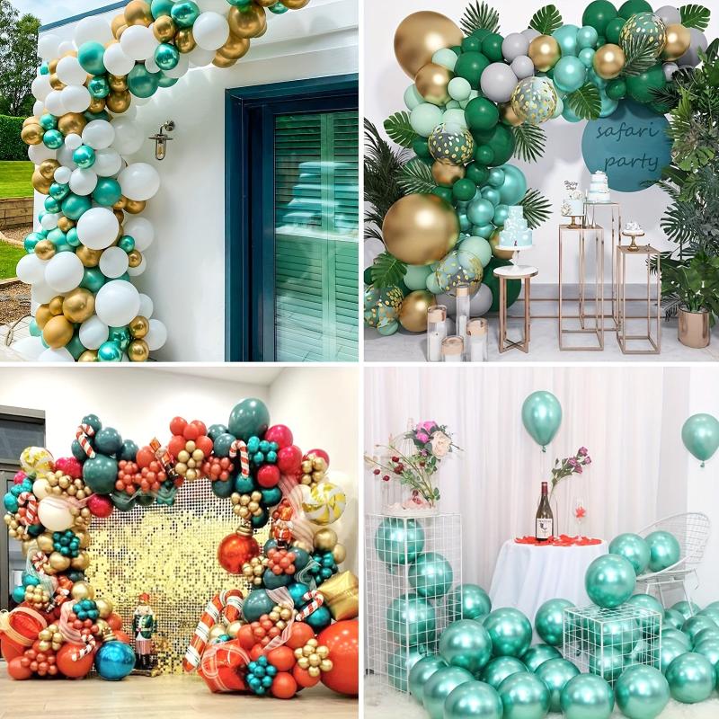 70 Metallic Green Balloons with Ribbon for Parties and Celebrations