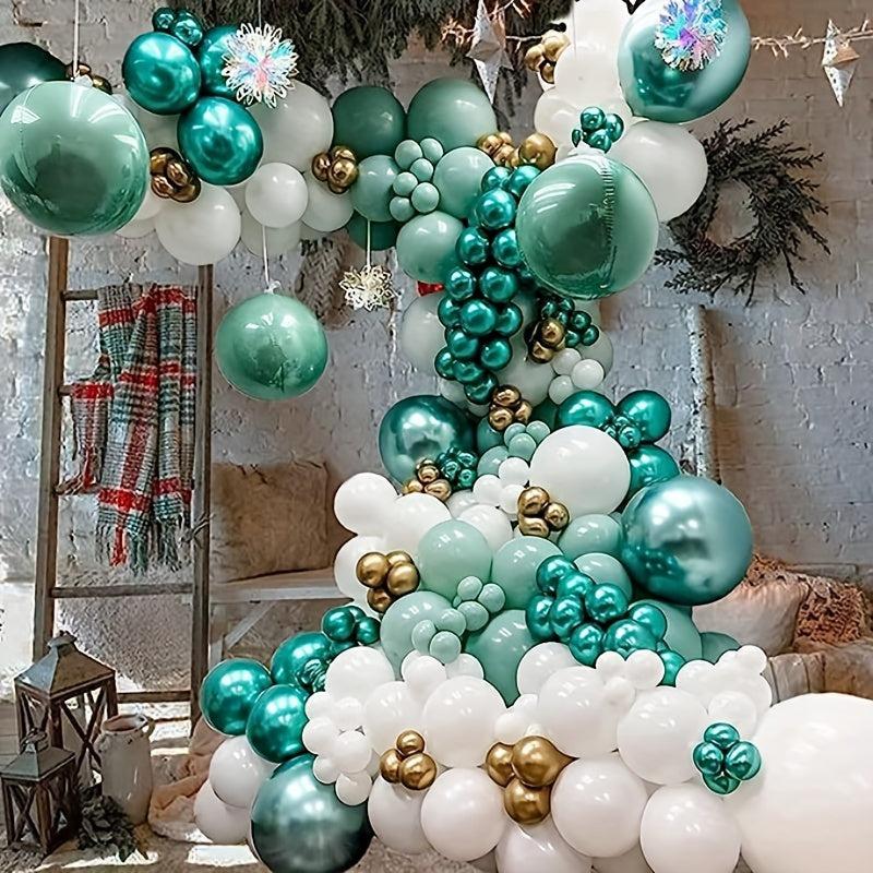 70 Metallic Green Balloons with Ribbon for Parties and Celebrations