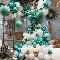 70 Metallic Green Balloons with Ribbon for Parties and Celebrations