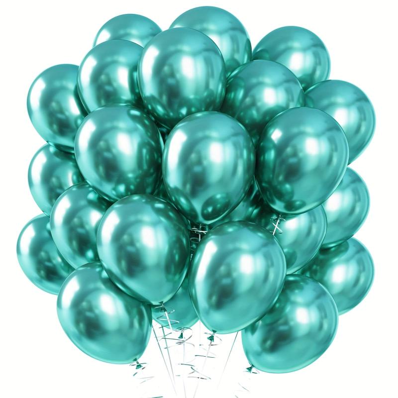 70 Metallic Green Balloons with Ribbon for Parties and Celebrations