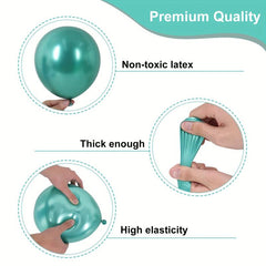 70 Metallic Green Balloons with Ribbon for Parties and Celebrations