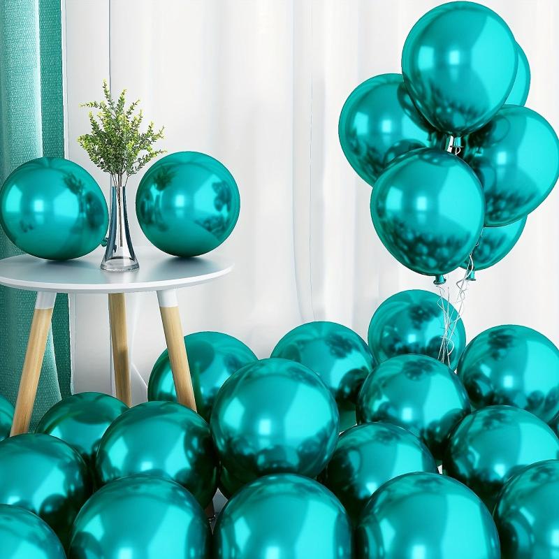 70 Metallic Green Balloons with Ribbon for Parties and Celebrations